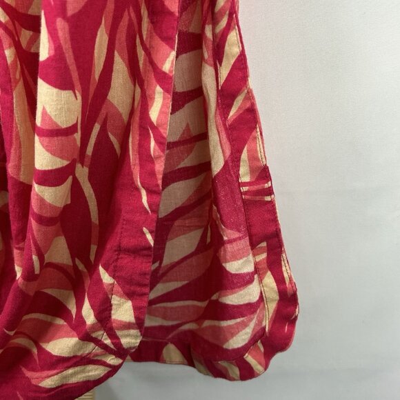 Tahari Pants Womens Large Fuchsia  Leaf Floral Print 100%Linen Classic Wide Leg - Picture 13 of 13